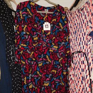 NWT 3X ANNE KLEIN RED PRINT 3/4 SLEEVE KNIT DRESS